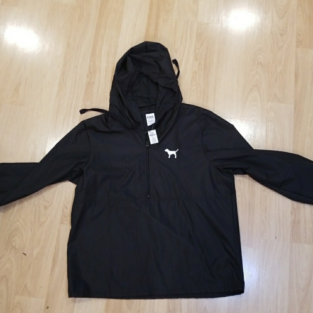 PINK Victoria Secret all black half zip anorak